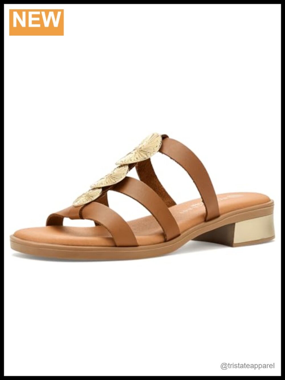Leather Flat Sandal Slip-On Slingback Block Heel Spain